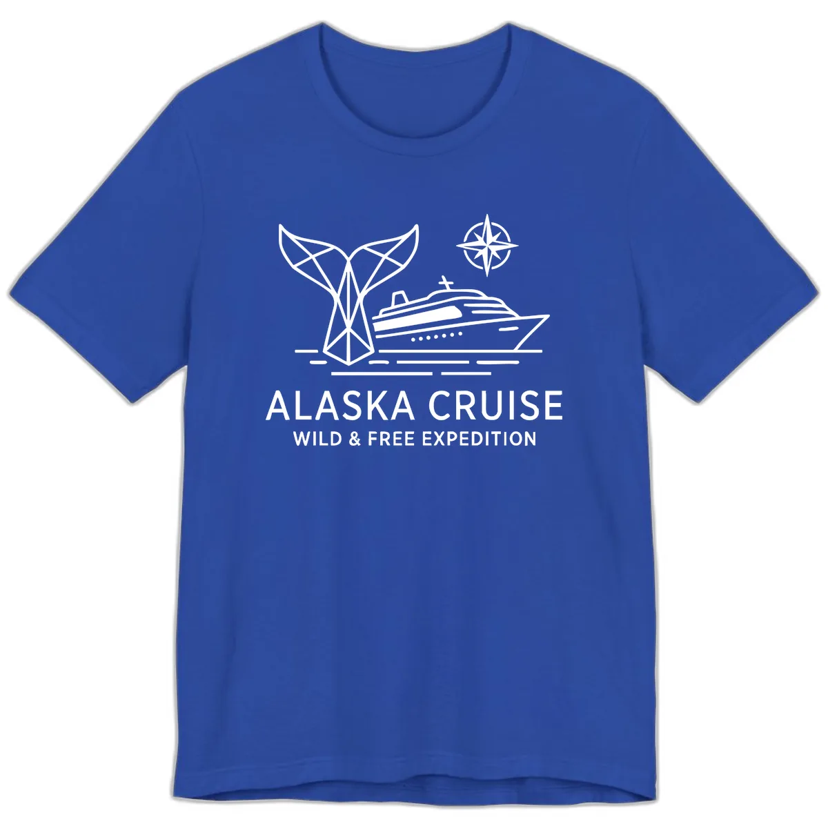 Alaska Wild & Free Expedition Cruise with Ship & Whale Premium T-Shirt in True Royal