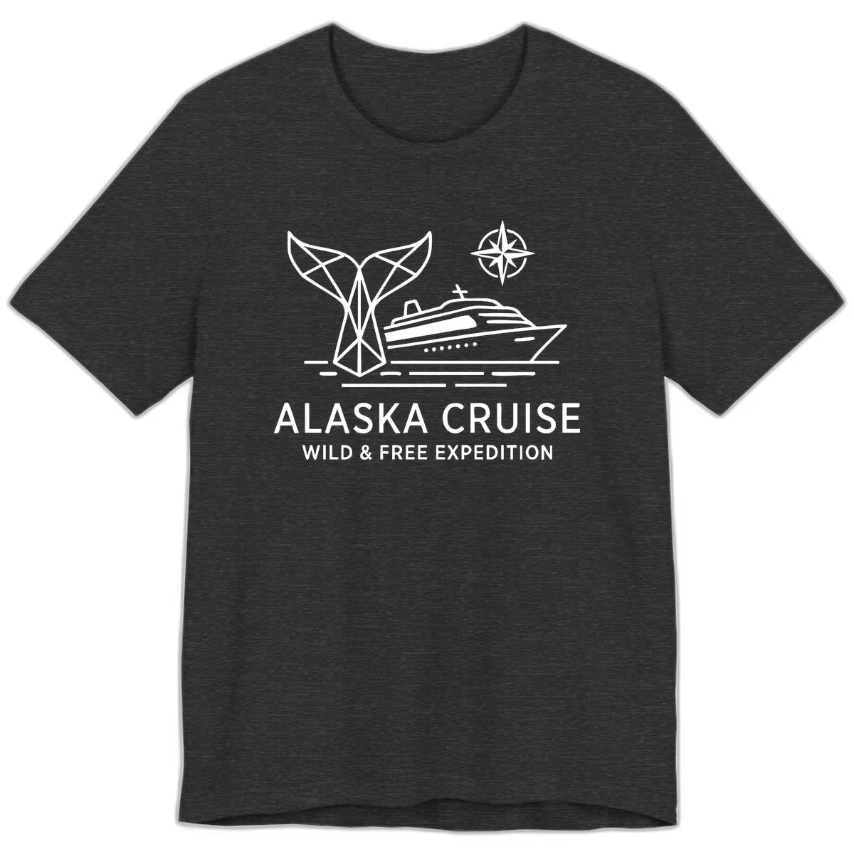 Alaska Wild & Free Expedition Cruise with Ship & Whale Premium T-Shirt in Dark Grey Heather