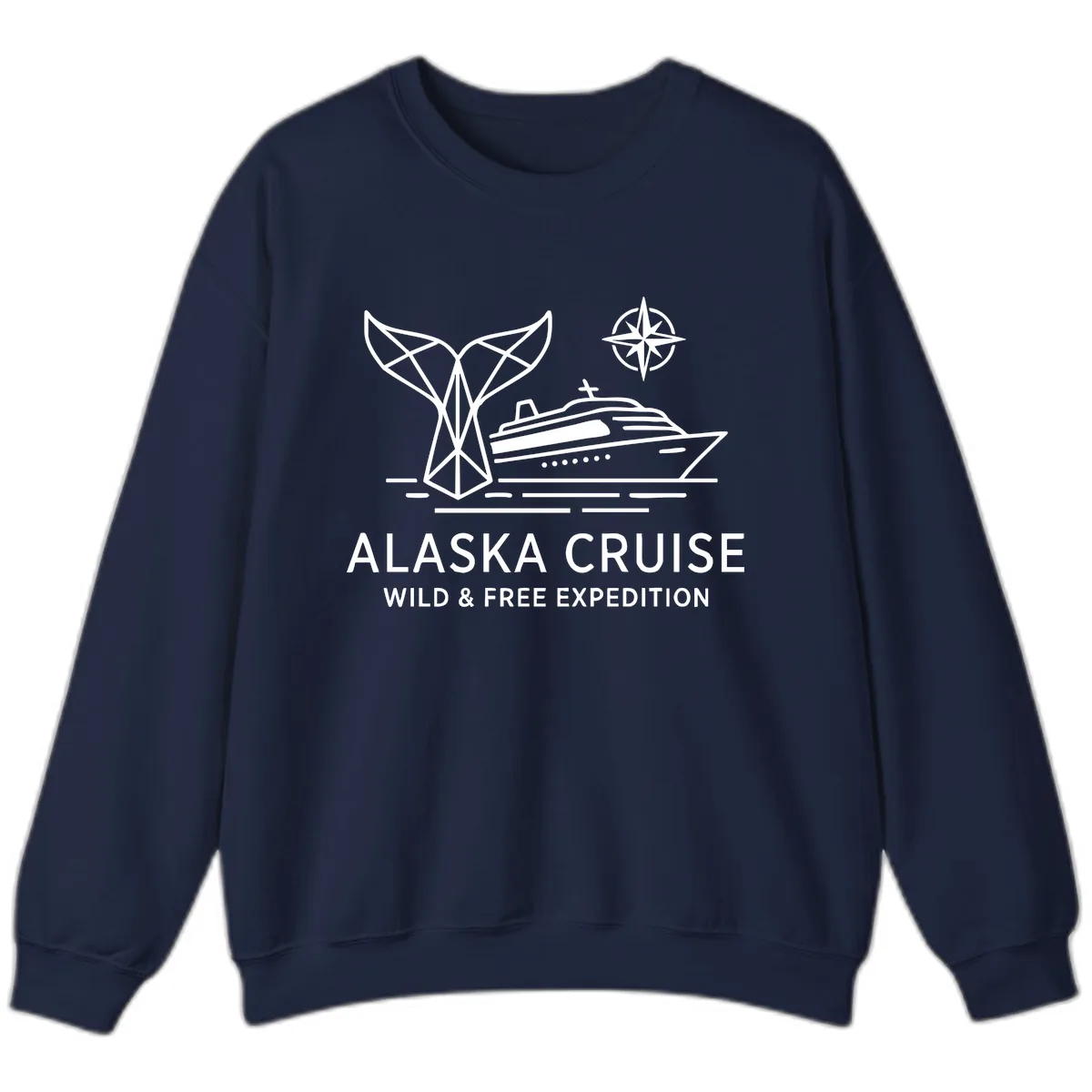 Alaska Wild & Free Expedition Cruise with Ship & Whale Sweatshirt in Navy