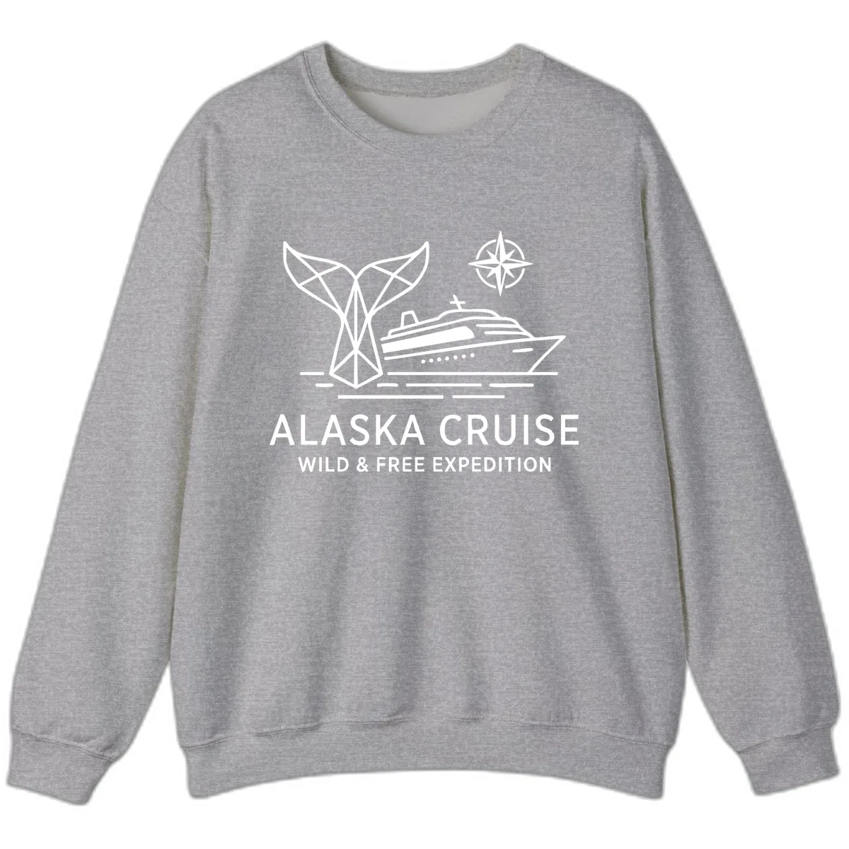 Alaska Wild & Free Expedition Cruise with Ship & Whale Sweatshirt in Sport Grey