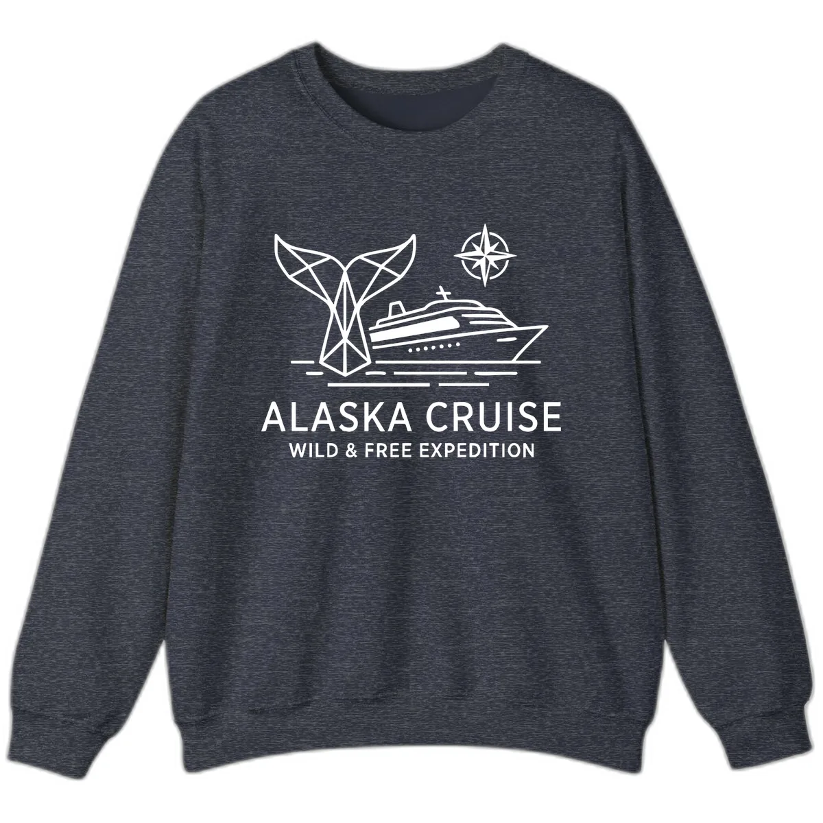 Alaska Wild & Free Expedition Cruise with Ship & Whale Sweatshirt in Heather Sport Dark Navy