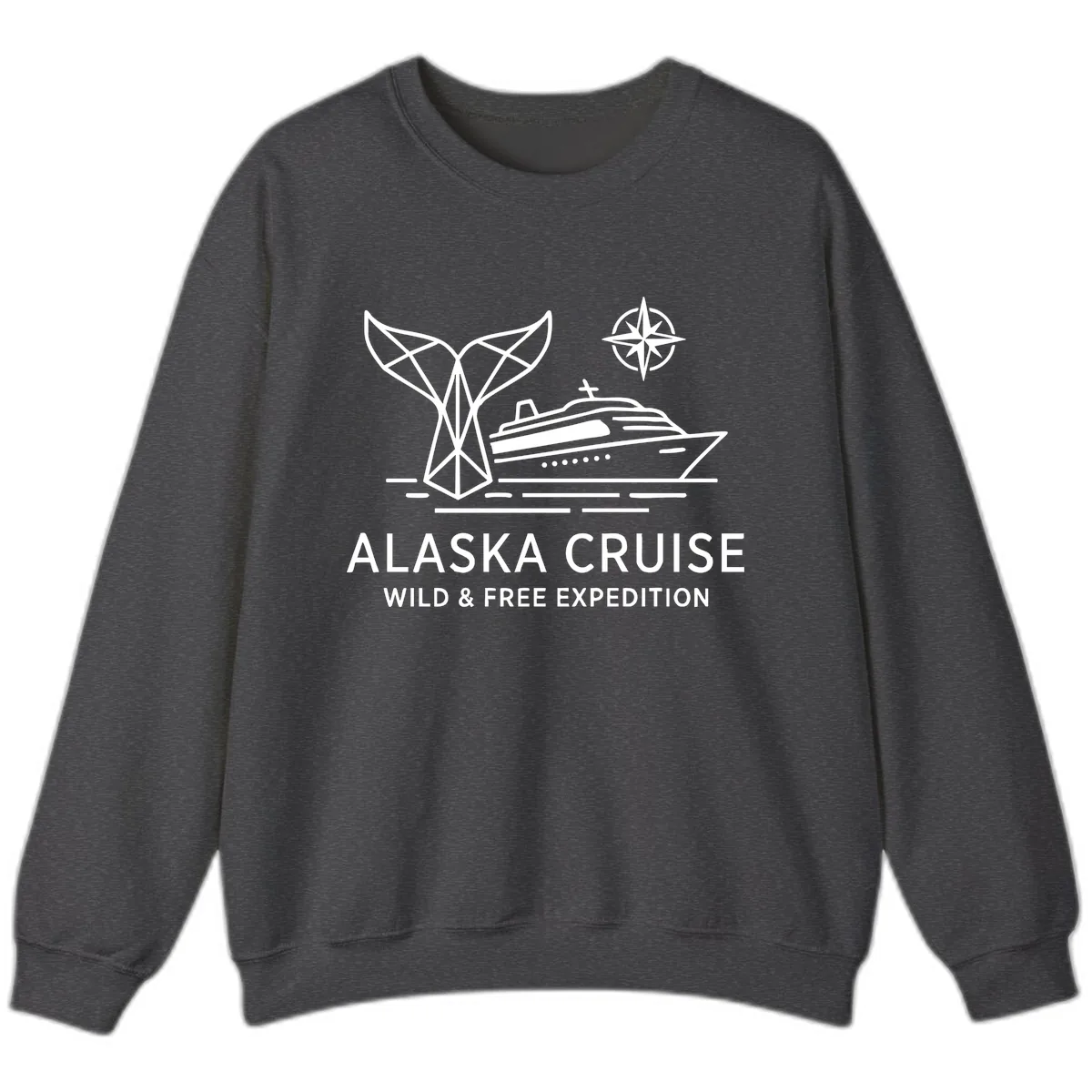 Alaska Wild & Free Expedition Cruise with Ship & Whale Sweatshirt in Dark Heather