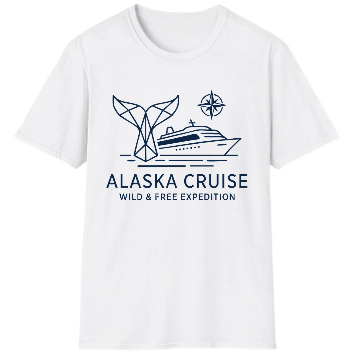 Alaska Wild & Free Expedition Cruise with Ship & Whale T-Shirt in White