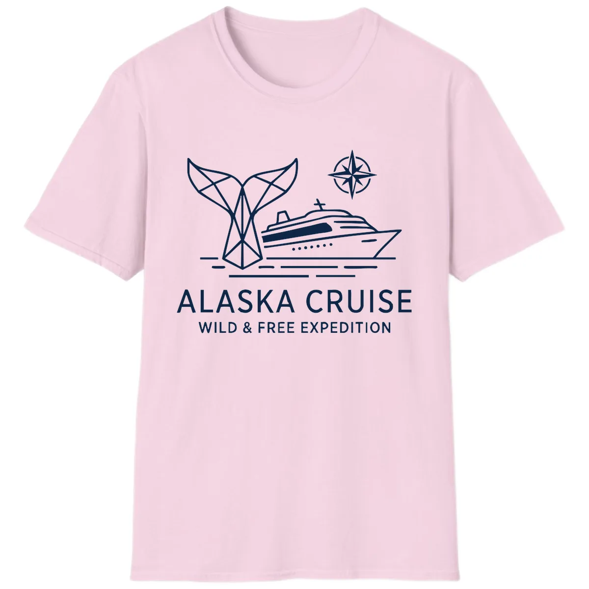 Alaska Wild & Free Expedition Cruise with Ship & Whale T-Shirt in Light Pink