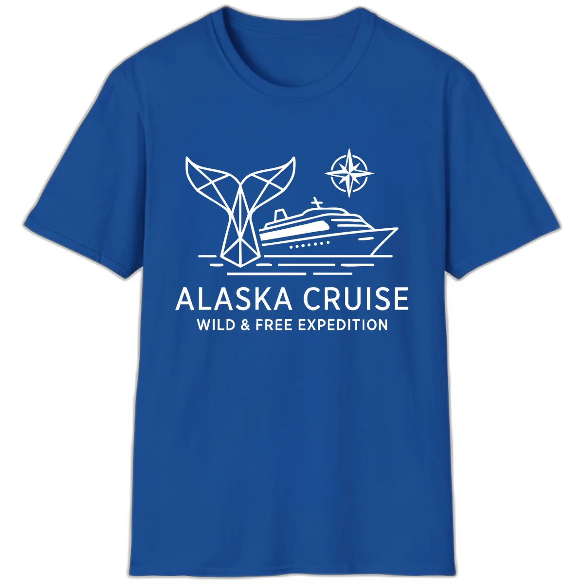 Alaska Wild & Free Expedition Cruise with Ship & Whale T-Shirt in Royal