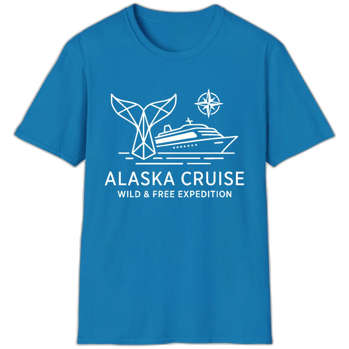 Alaska Wild & Free Expedition Cruise with Ship & Whale T-Shirt in Sapphire