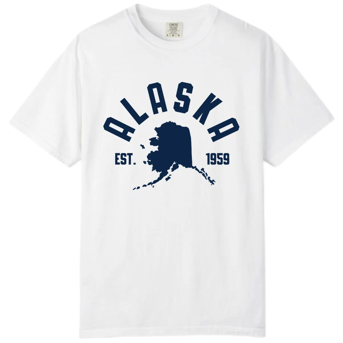 Alaska Established Nineteen Fifty-Nine Map Design Comfort Color in White