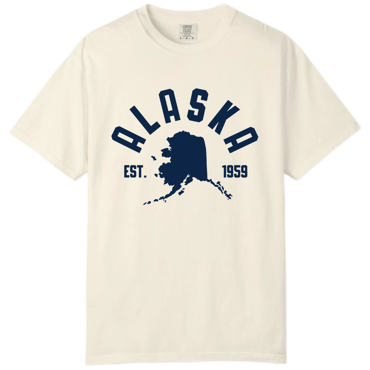 Alaska Established Nineteen Fifty-Nine Map Design Comfort Color in Ivory