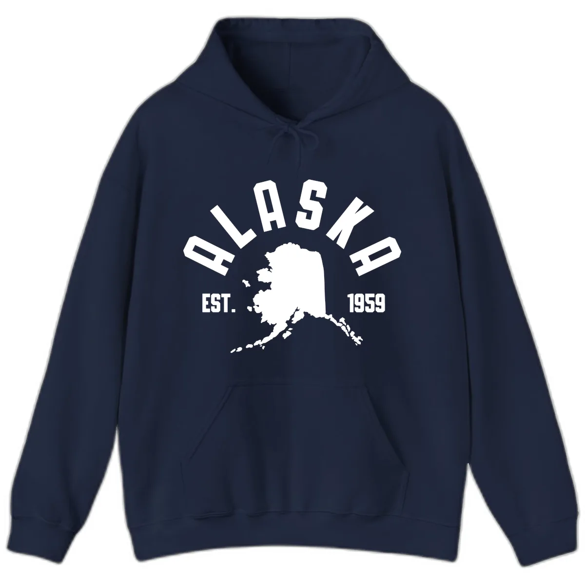 Alaska Established Nineteen Fifty-Nine Map Design Hoodie in Navy