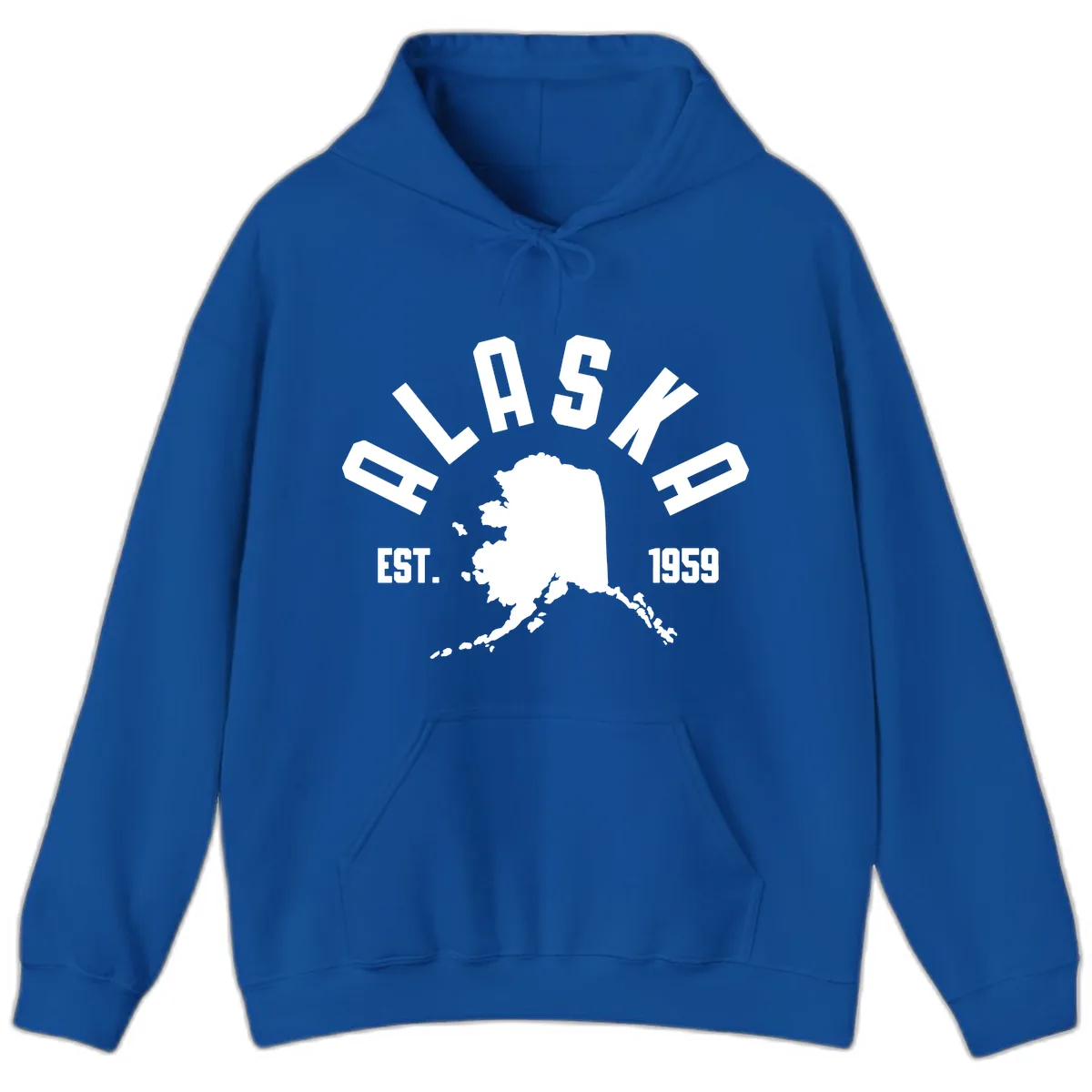 Alaska Established Nineteen Fifty-Nine Map Design Hoodie in Royal