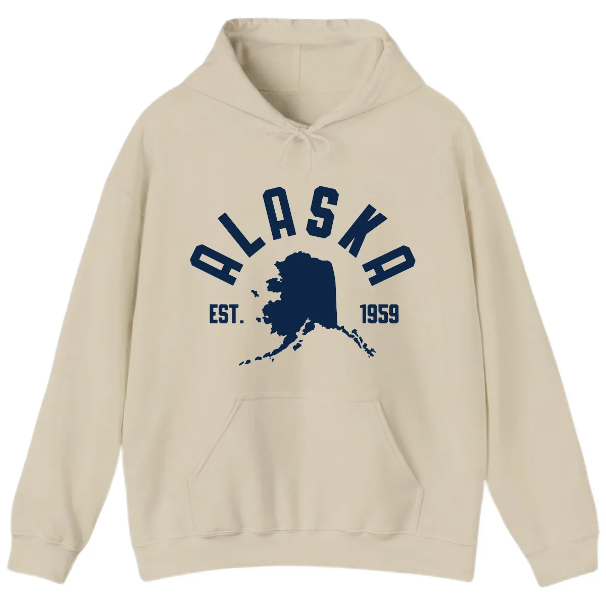 Alaska Established Nineteen Fifty-Nine Map Design Hoodie in Sand