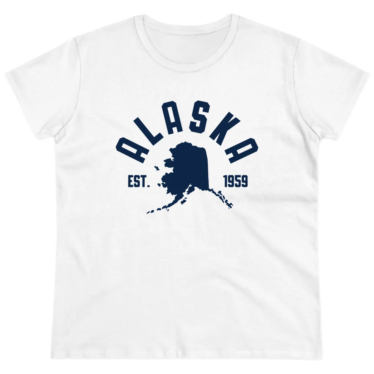 Alaska Established Nineteen Fifty-Nine Map Design Ladies Tee in White