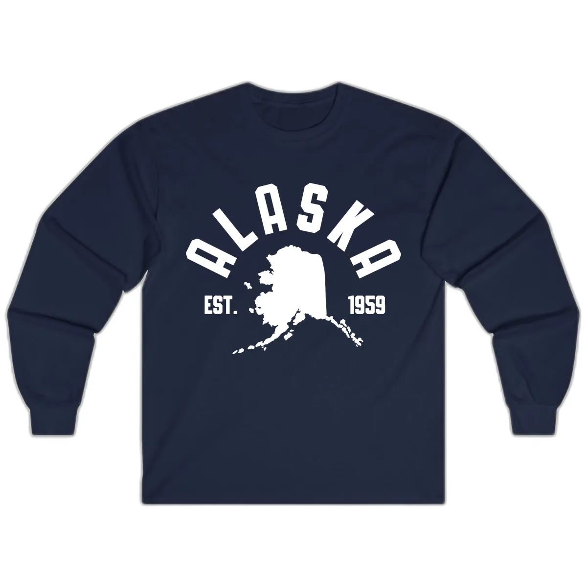 Alaska Established Nineteen Fifty-Nine Map Design Long Sleeve in Navy
