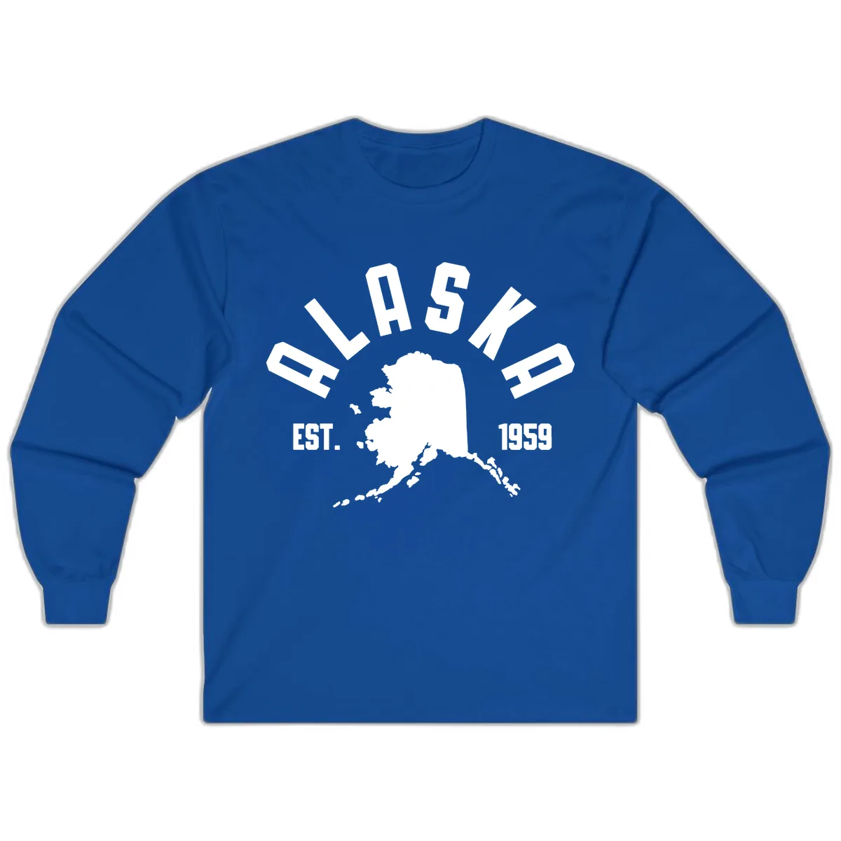 Alaska Established Nineteen Fifty-Nine Map Design Long Sleeve in Royal