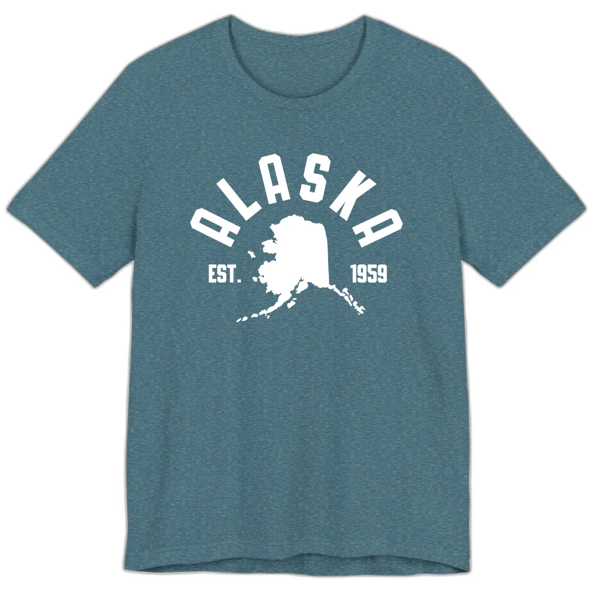 Alaska Established Nineteen Fifty-Nine Map Design Premium T-Shirt in Heather Deep Teal