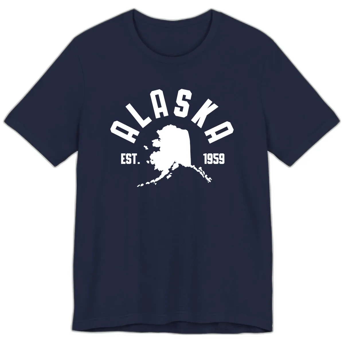 Alaska Established Nineteen Fifty-Nine Map Design Premium T-Shirt in Navy