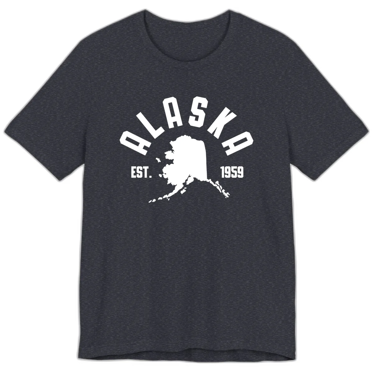 Alaska Established Nineteen Fifty-Nine Map Design Premium T-Shirt in Heather Navy