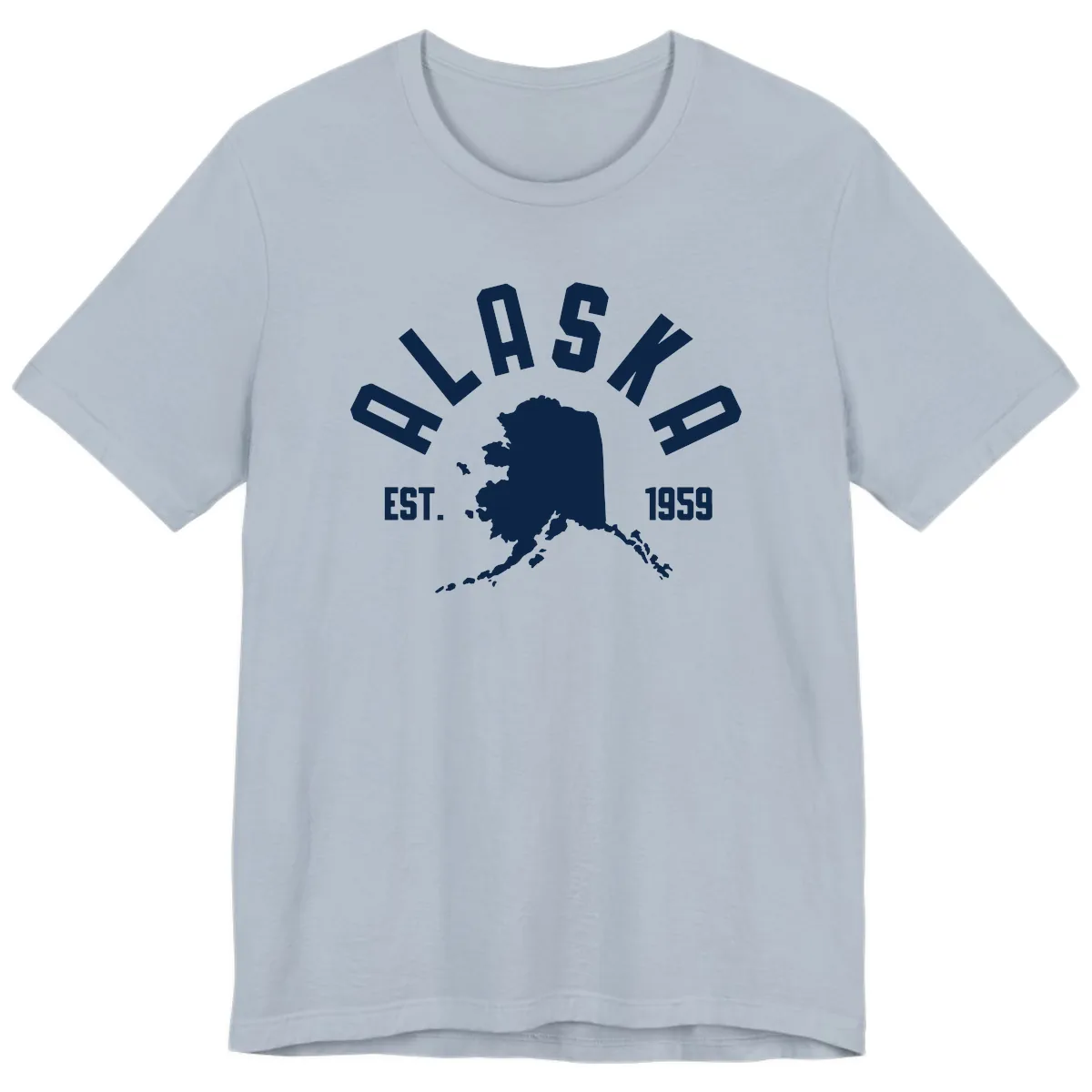Alaska Established Nineteen Fifty-Nine Map Design Premium T-Shirt in Light Blue