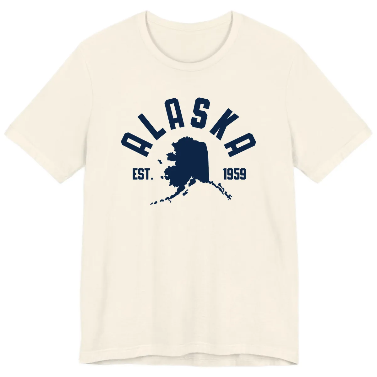 Alaska Established Nineteen Fifty-Nine Map Design Premium T-Shirt in Natural
