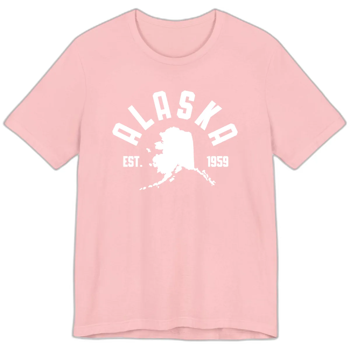 Alaska Established Nineteen Fifty-Nine Map Design Premium T-Shirt in Pink