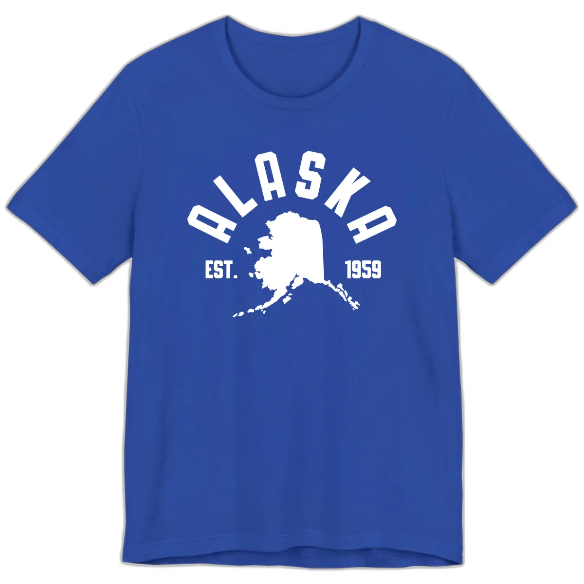 Alaska Established Nineteen Fifty-Nine Map Design Premium T-Shirt in True Royal