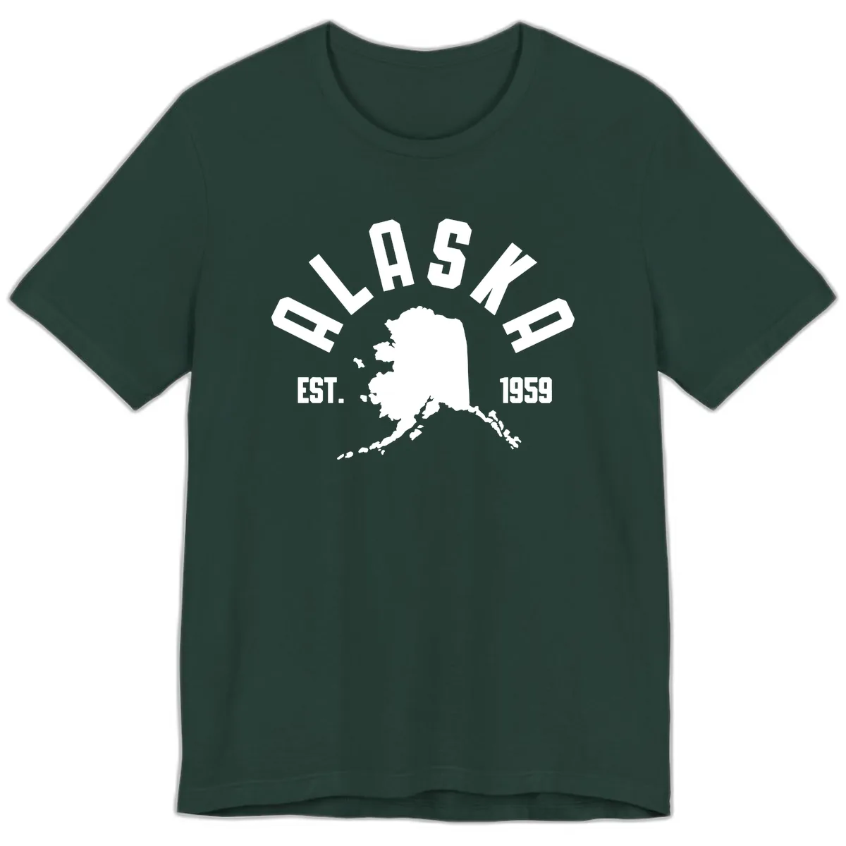 Alaska Established Nineteen Fifty-Nine Map Design Premium T-Shirt in Forest