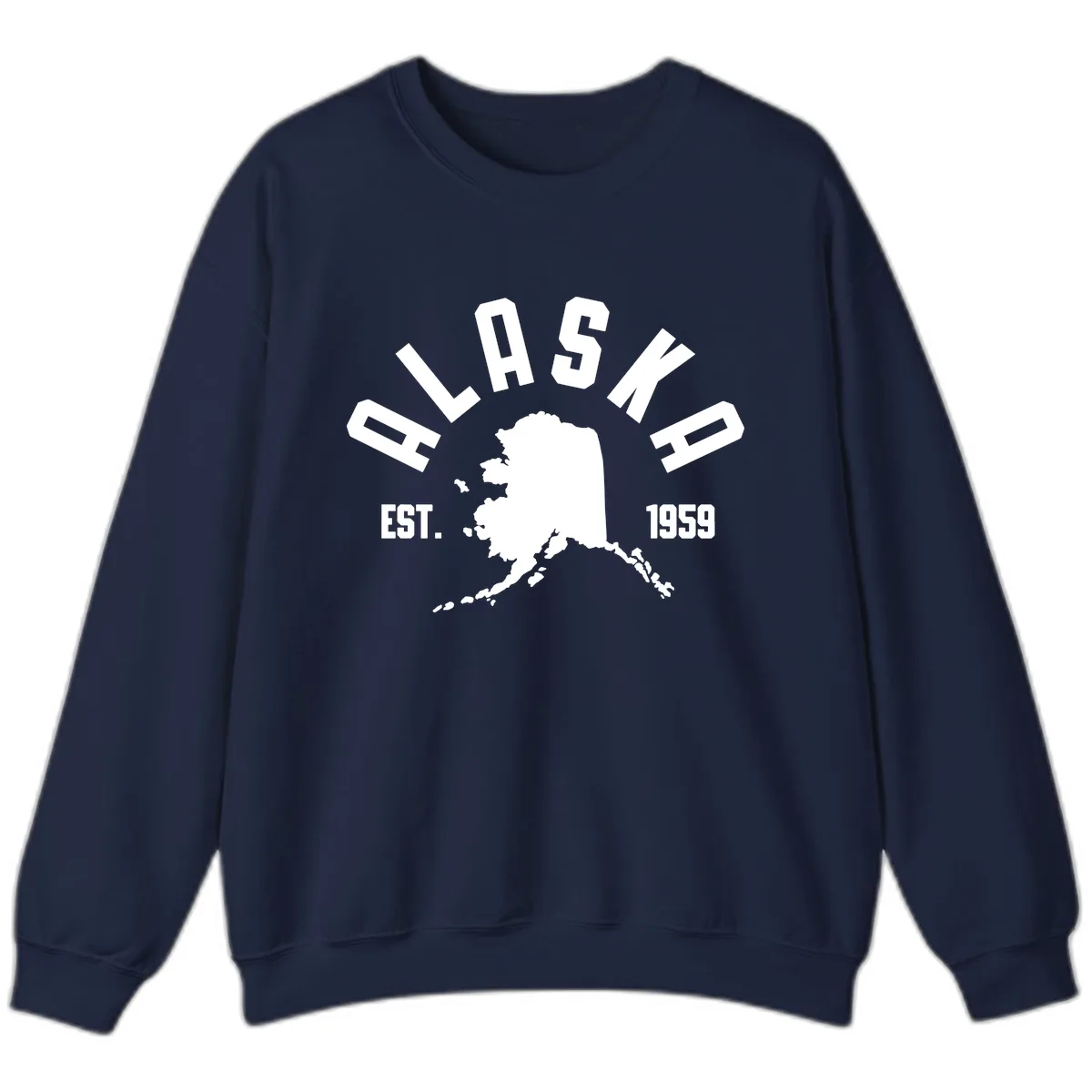 Alaska Established Nineteen Fifty-Nine Map Design Sweatshirt in Navy