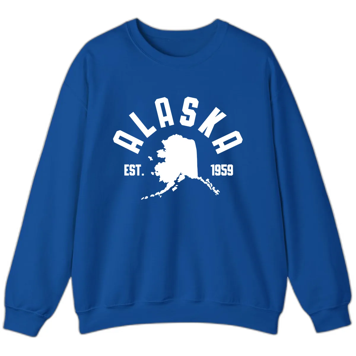Alaska Established Nineteen Fifty-Nine Map Design Sweatshirt in Royal