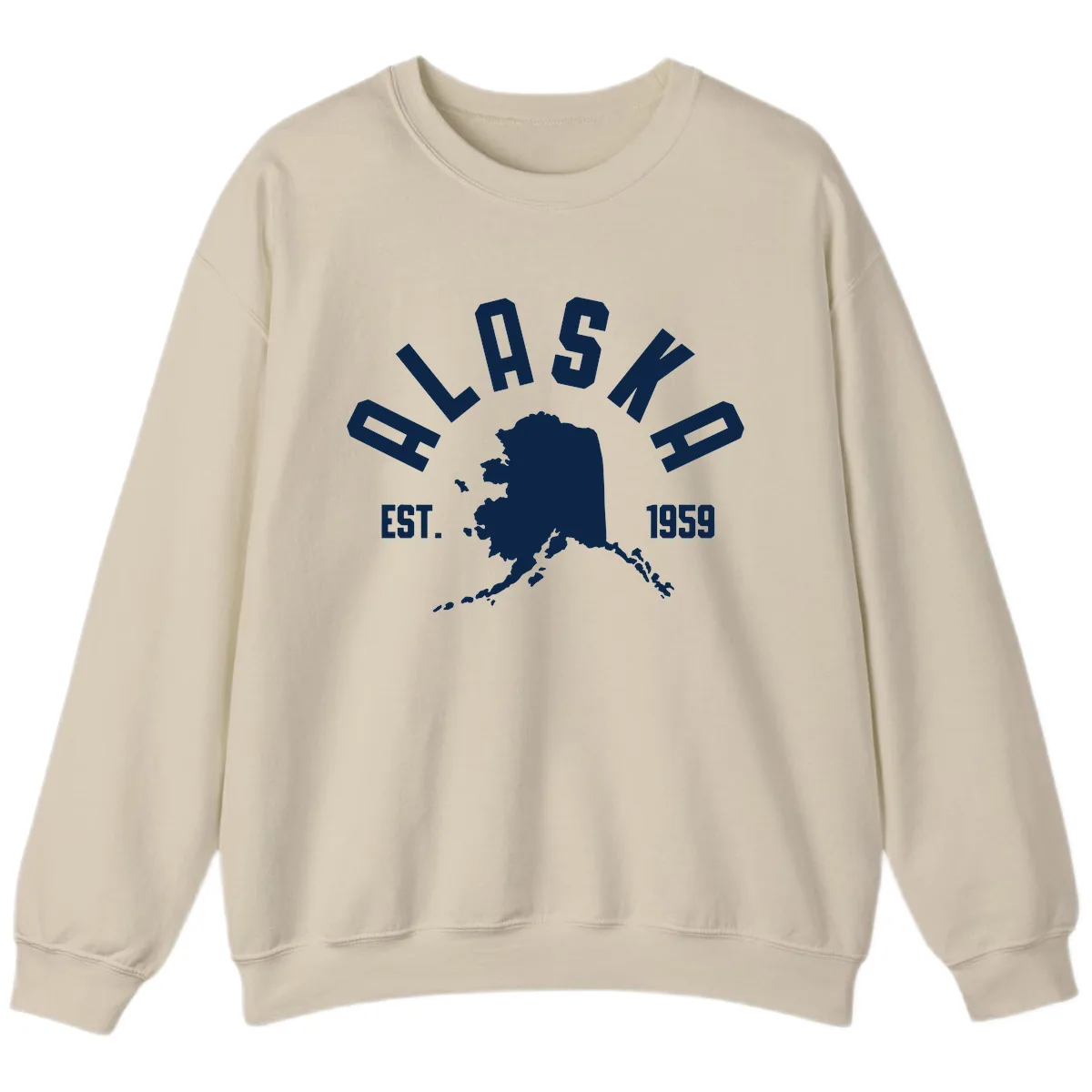 Alaska Established Nineteen Fifty-Nine Map Design Sweatshirt in Sand