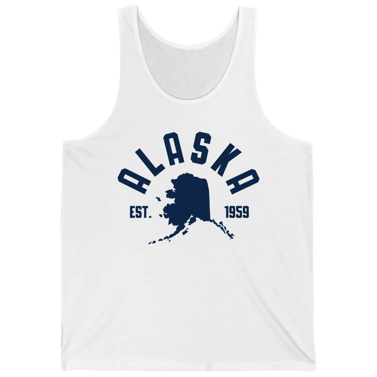 Alaska Established Nineteen Fifty-Nine Map Design Tank in White