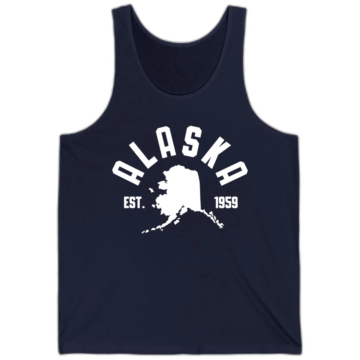 Alaska Established Nineteen Fifty-Nine Map Design Tank in Navy