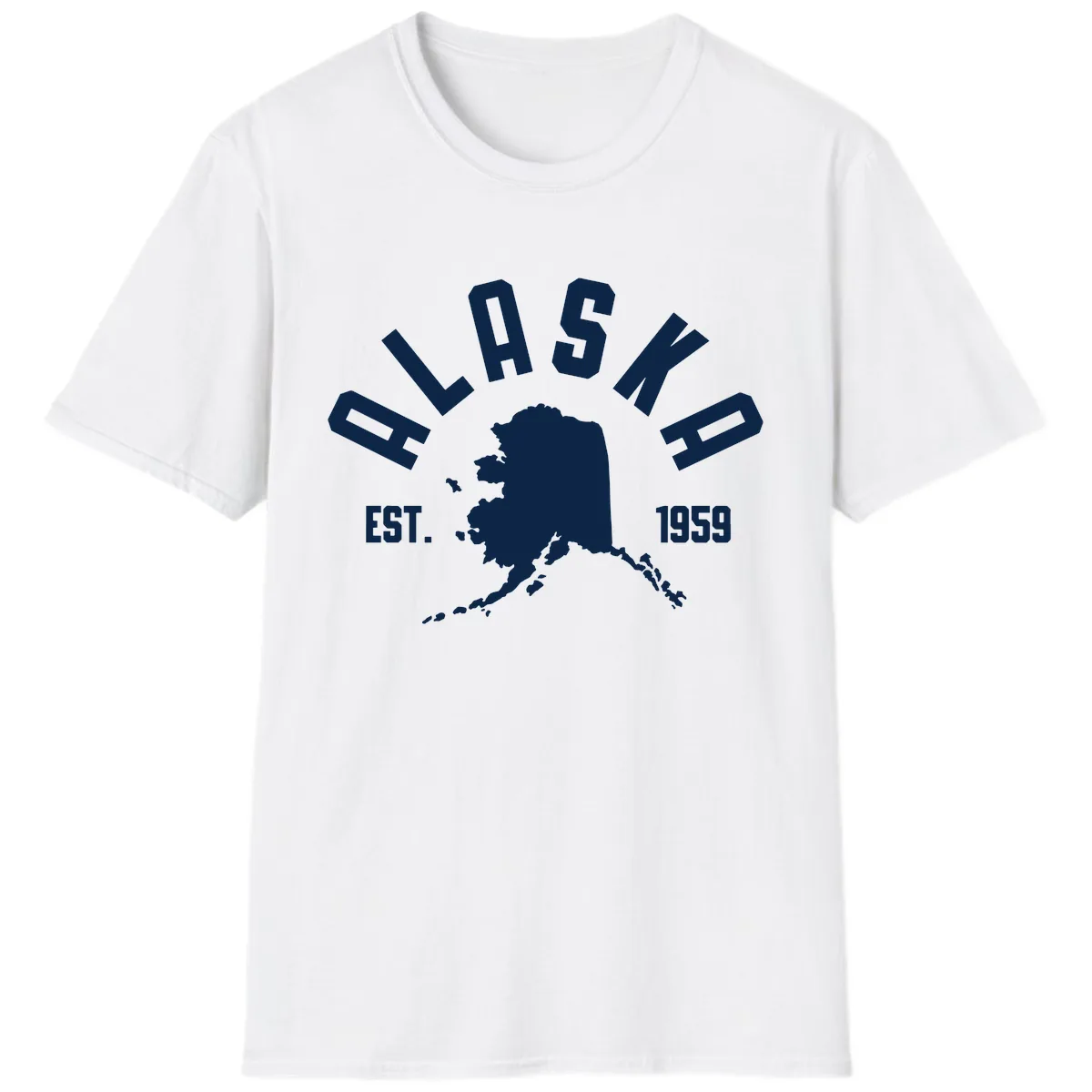 Alaska Established Nineteen Fifty-Nine Map Design T-Shirt in White