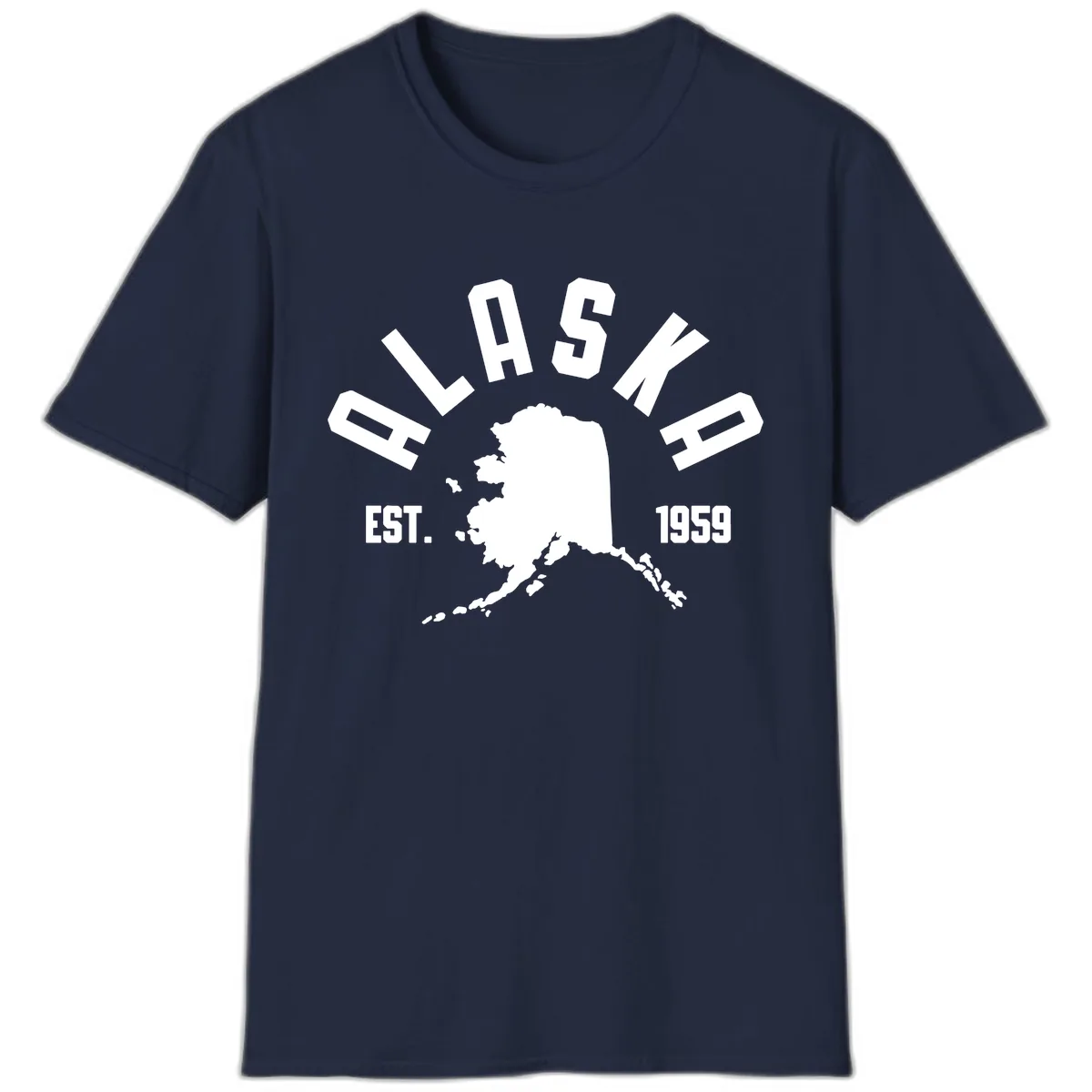 Alaska Established Nineteen Fifty-Nine Map Design T-Shirt in Navy
