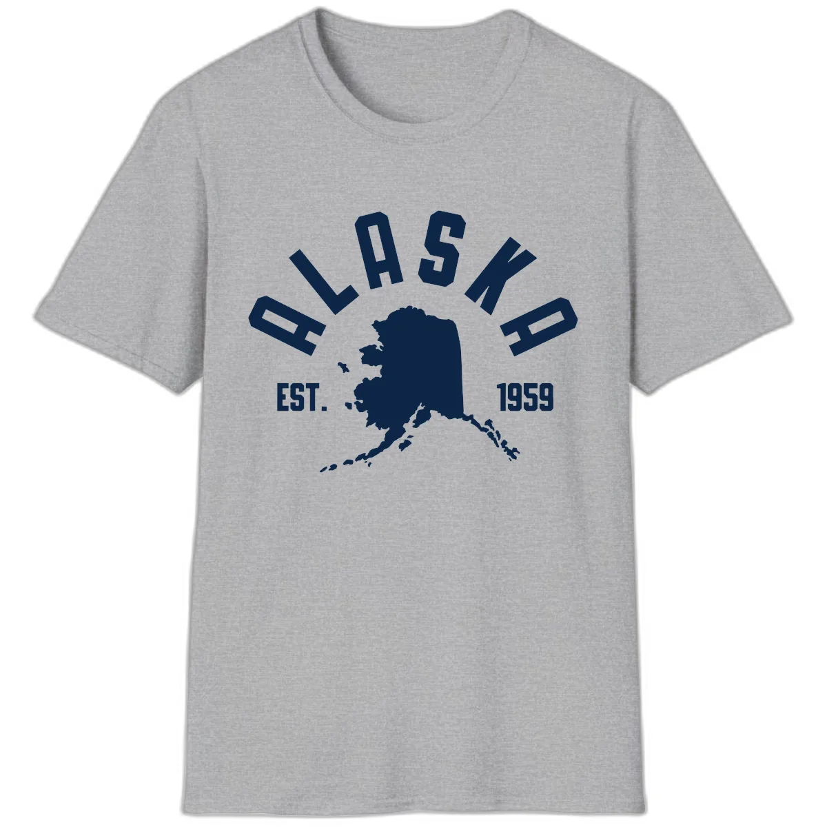 Alaska Established Nineteen Fifty-Nine Map Design T-Shirt in Sport Grey