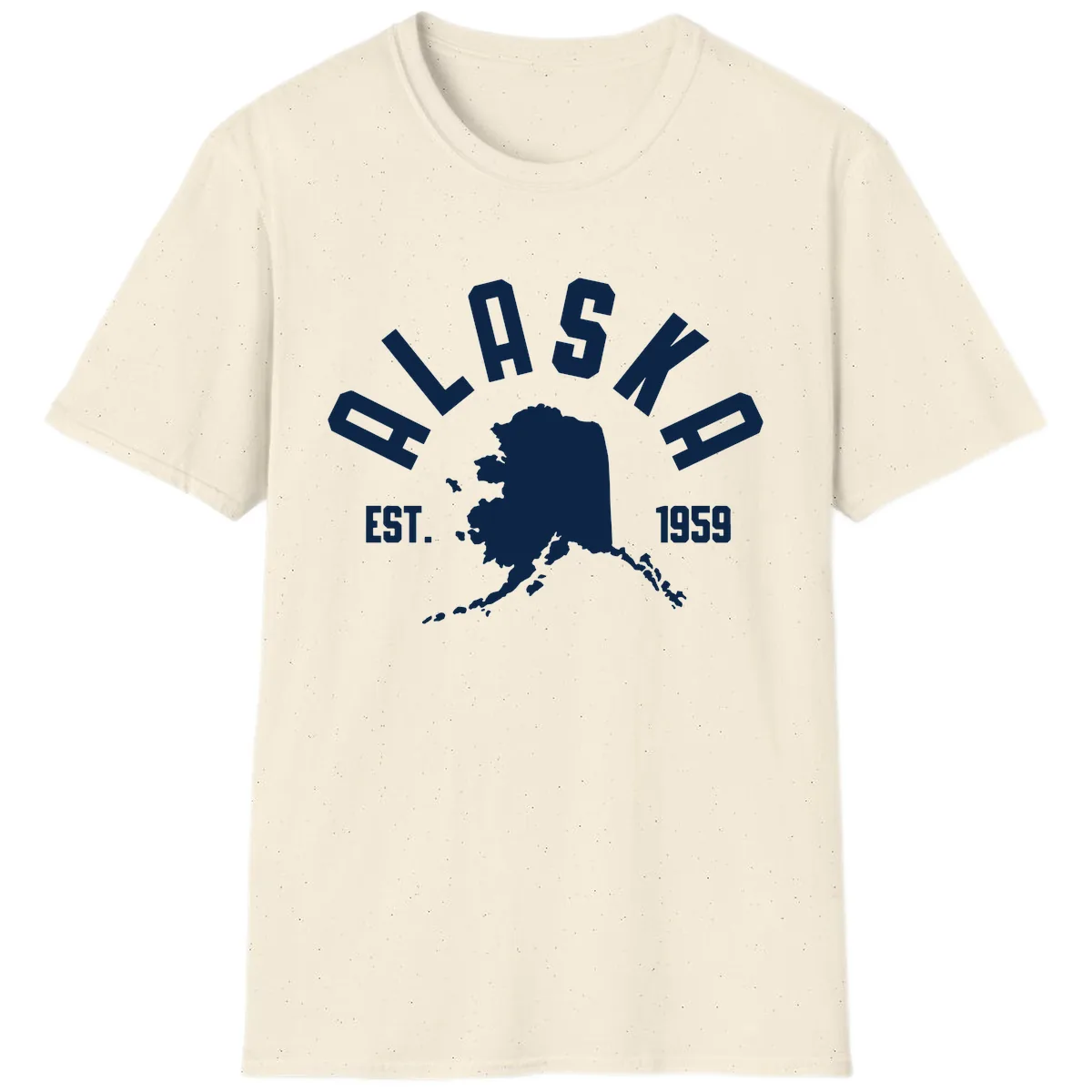 Alaska Established Nineteen Fifty-Nine Map Design T-Shirt in Natural