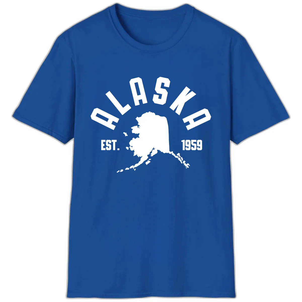 Alaska Established Nineteen Fifty-Nine Map Design T-Shirt in Royal