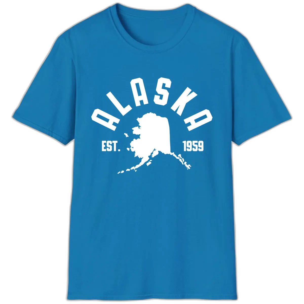 Alaska Established Nineteen Fifty-Nine Map Design T-Shirt in Sapphire