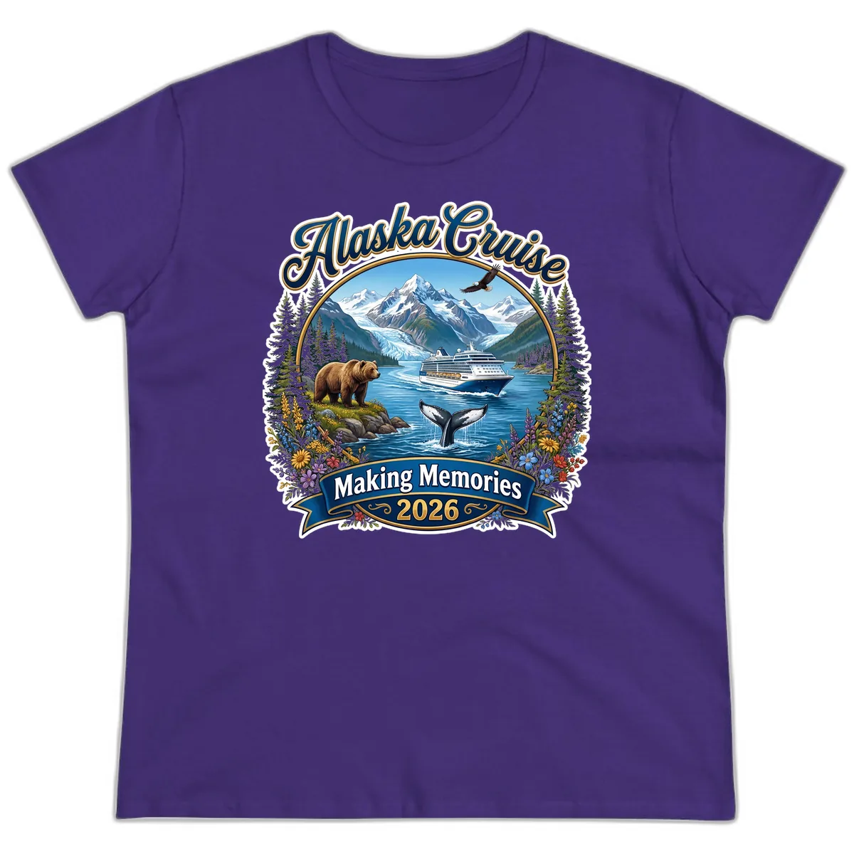 Alaska Cruise Making Memories 2026 Ladies Tee in Purple