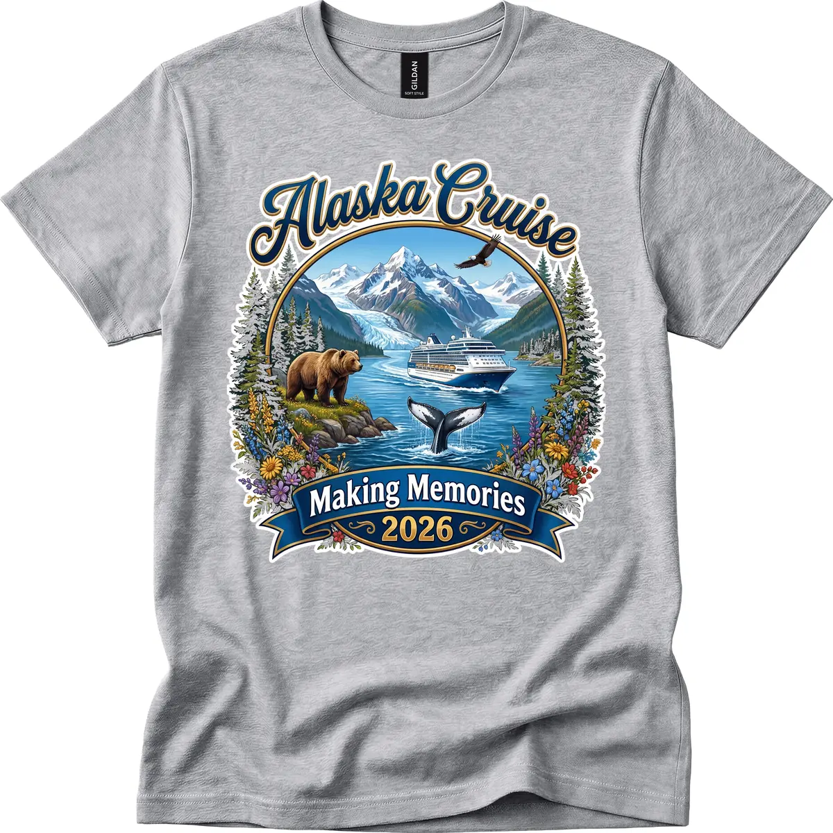 Alaska Cruise Making Memories 2026 T-Shirt in Sport Grey