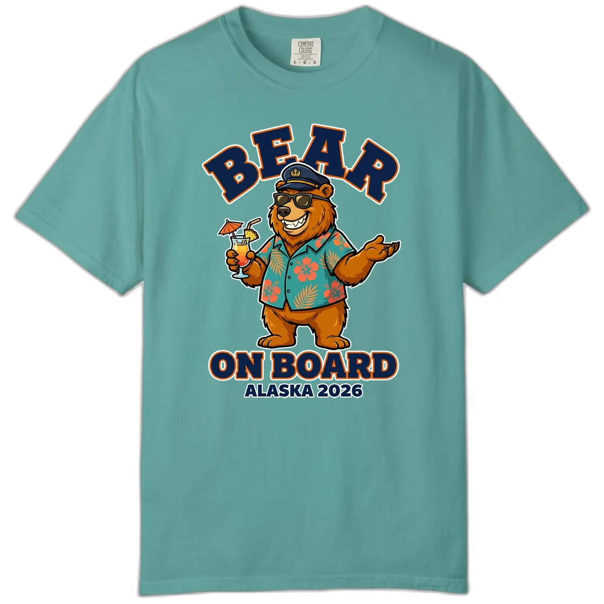 Bear On Board Alaska 2026 Cruise Vacation Design Comfort Color in Seafoam