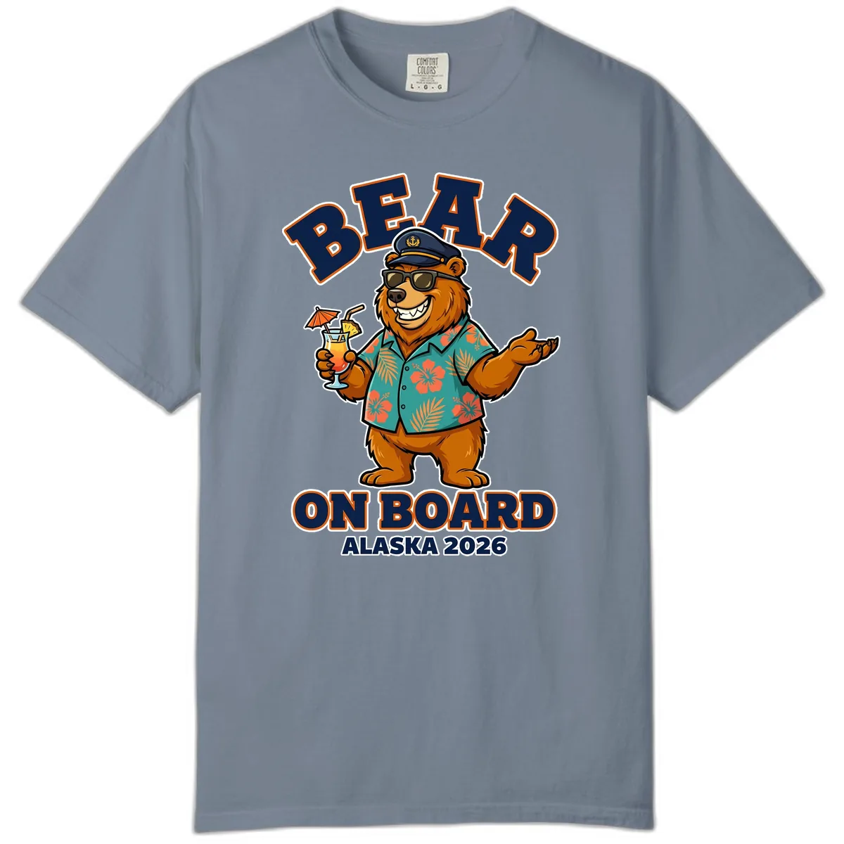 Bear On Board Alaska 2026 Cruise Vacation Design Comfort Color in Blue Jean
