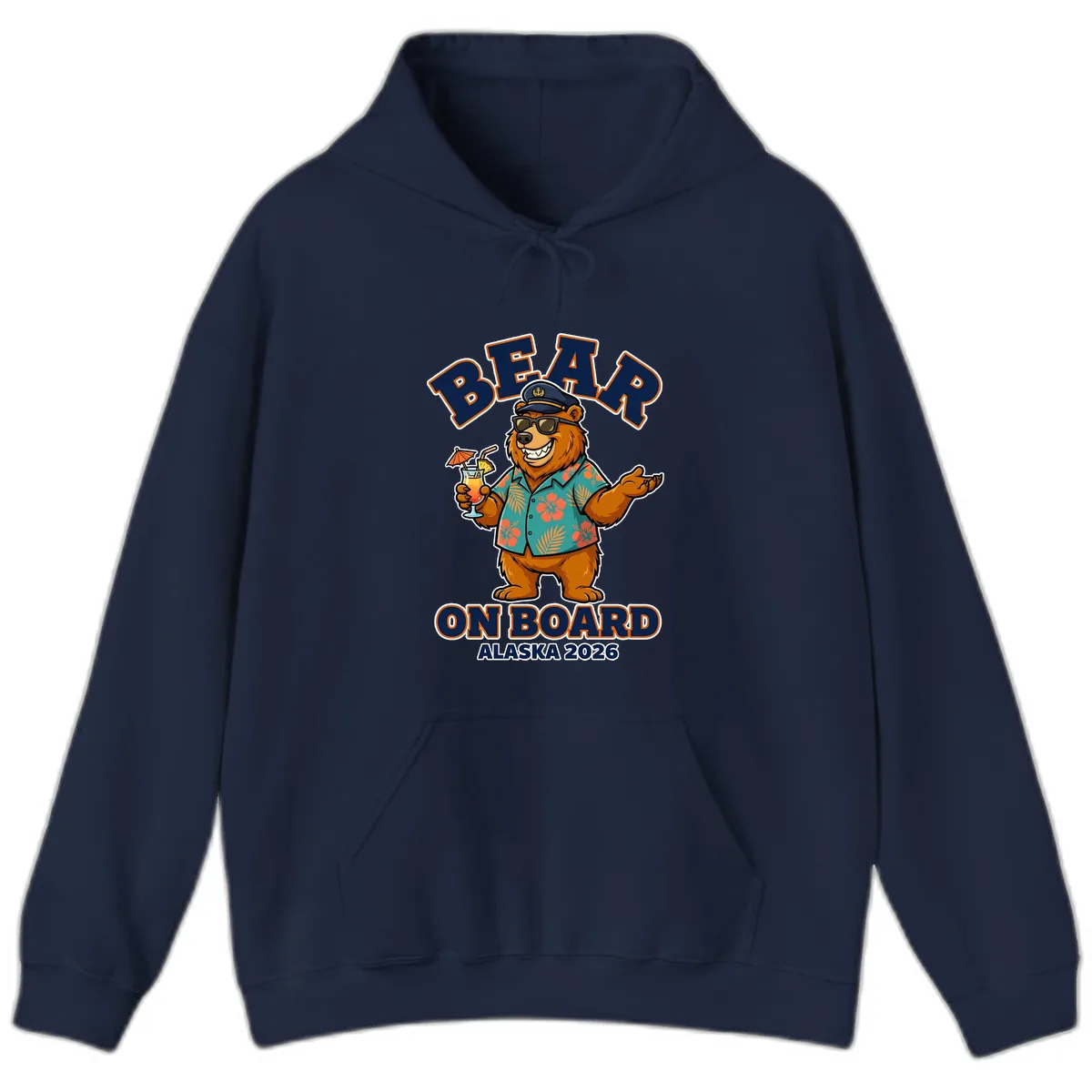 Bear On Board Alaska 2026 Cruise Vacation Design Hoodie in Navy