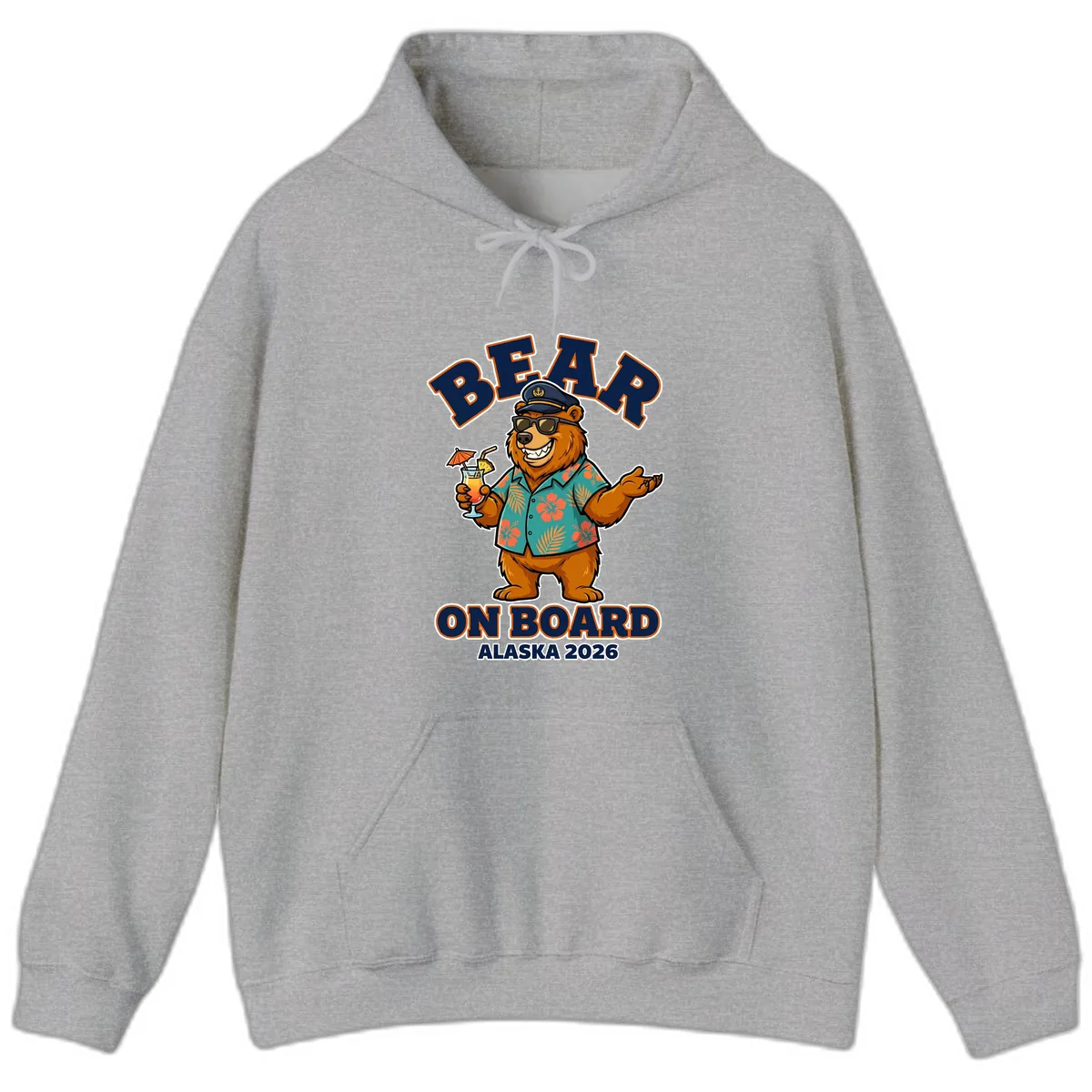 Bear On Board Alaska 2026 Cruise Vacation Design Hoodie in Sport Grey