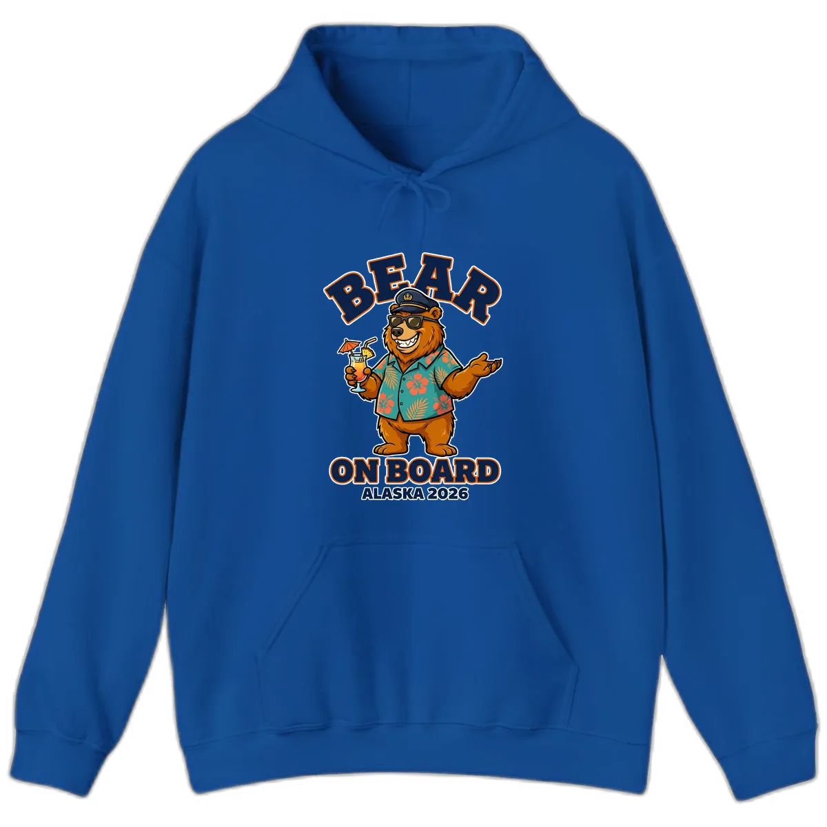 Bear On Board Alaska 2026 Cruise Vacation Design Hoodie in Royal