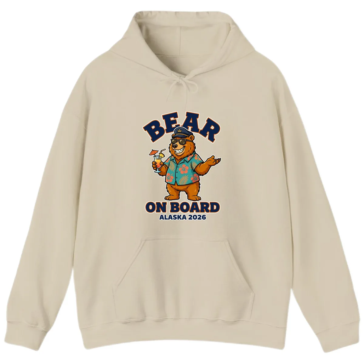 Bear On Board Alaska 2026 Cruise Vacation Design Hoodie in Sand