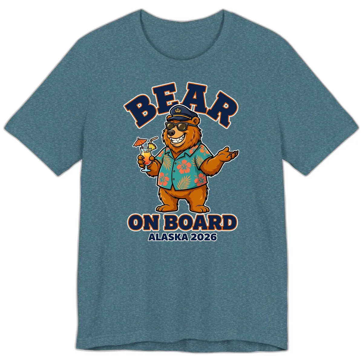 Bear On Board Alaska 2026 Cruise Vacation Design Premium T-Shirt in Heather Deep Teal