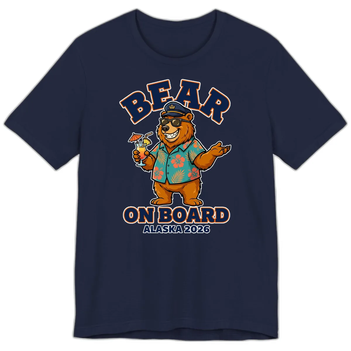 Bear On Board Alaska 2026 Cruise Vacation Design Premium T-Shirt in Navy
