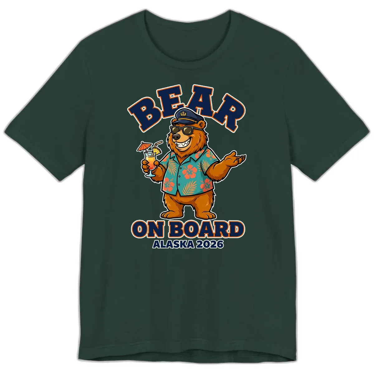 Bear On Board Alaska 2026 Cruise Vacation Design Premium T-Shirt in Forest