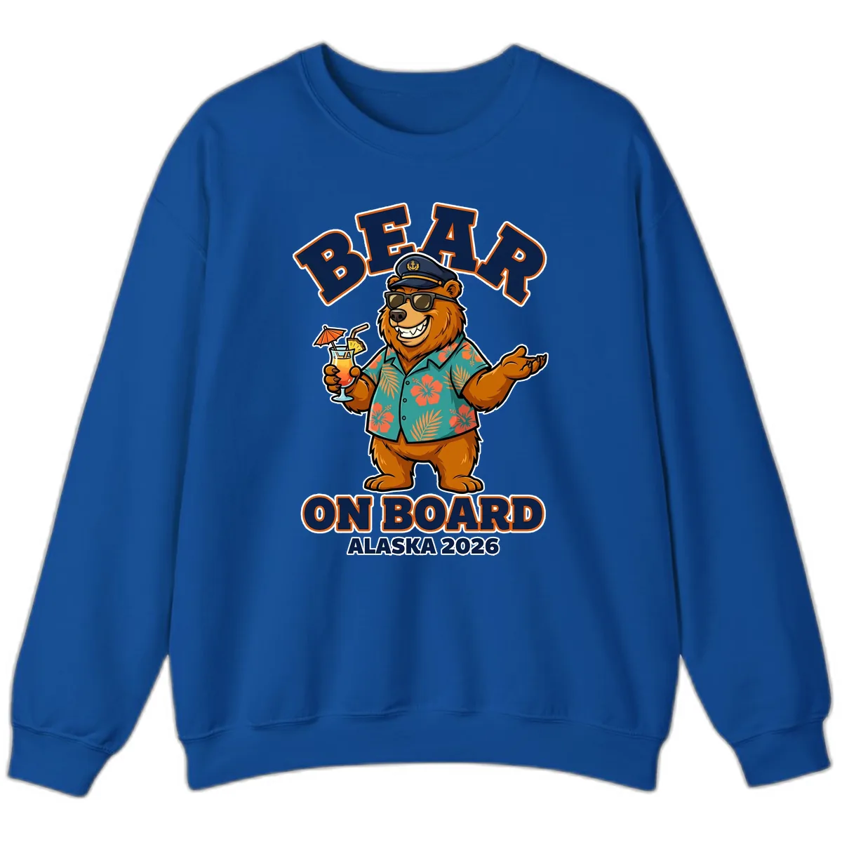 Bear On Board Alaska 2026 Cruise Vacation Design Sweatshirt in Royal