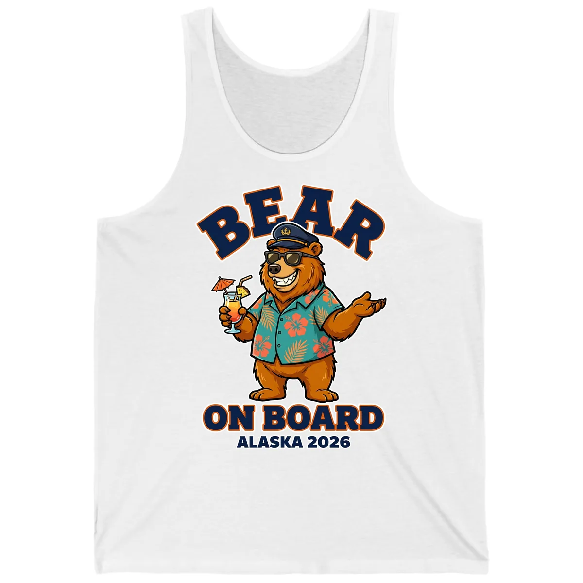 Bear On Board Alaska 2026 Cruise Vacation Design Tank in White